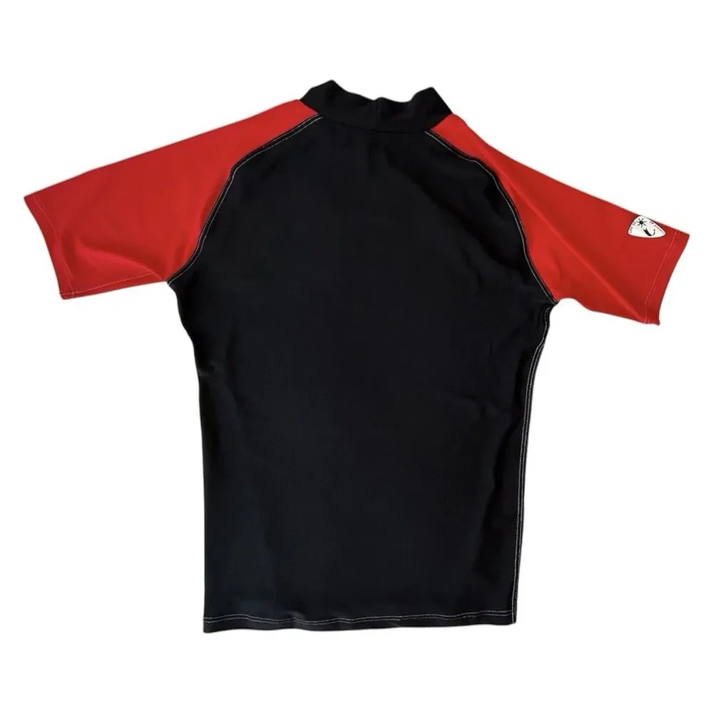NWOT Lung Rash Guard Shirt Men's XXL Black Red UPF 50+ Swim Top
